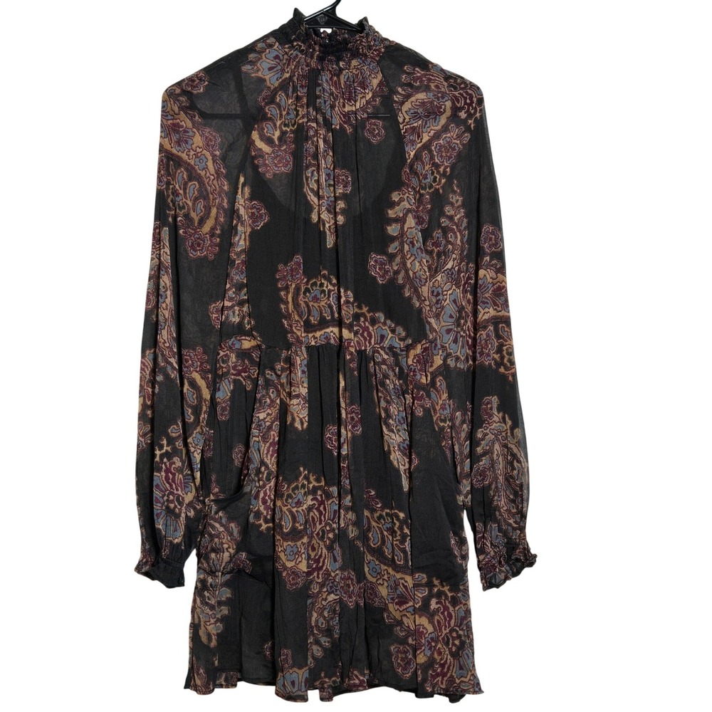 Free People Forget Me Not Sheer Tunic Dress XS Boho Whimsigoth Romantic Dark